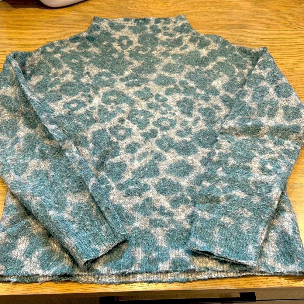 Anthro Blue/green and grey sweater.